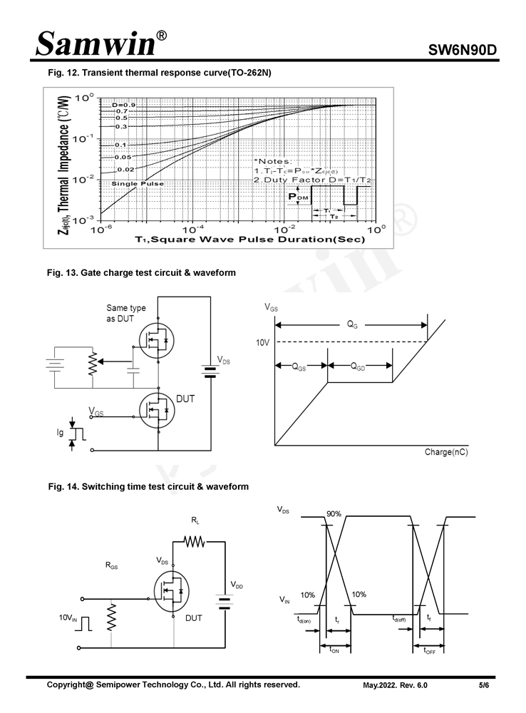 Samwin SW6N90D N-channel Enhanced mode TO-220F/TO-262N MOSFET